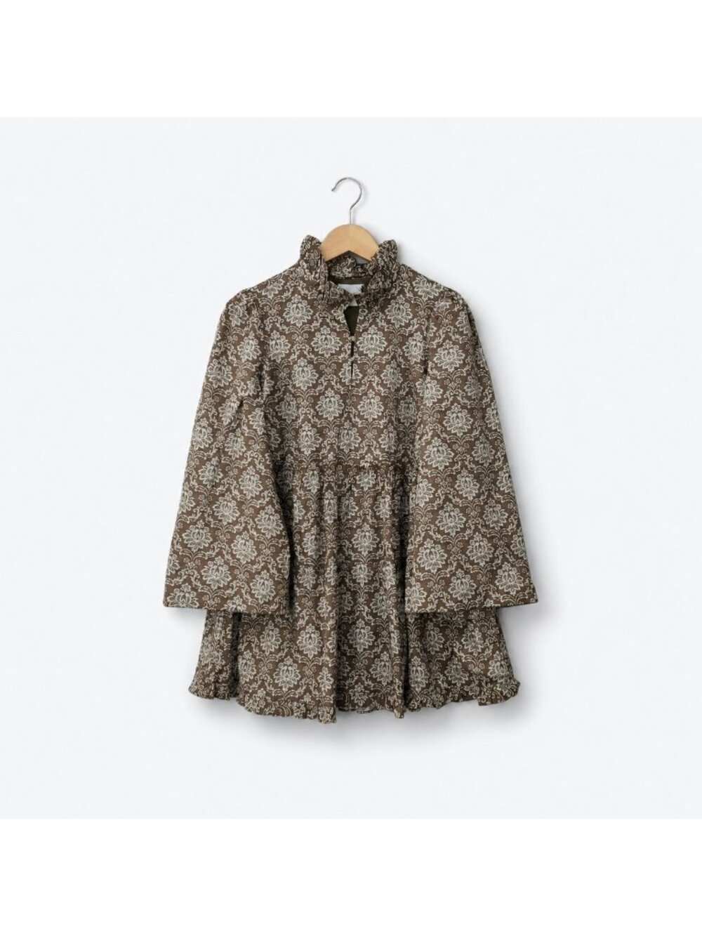 Hyacinth House Russell Mini Dress Olive Women’s Small Bell Sleeve Tiered NWT - Picture 12 of 16
